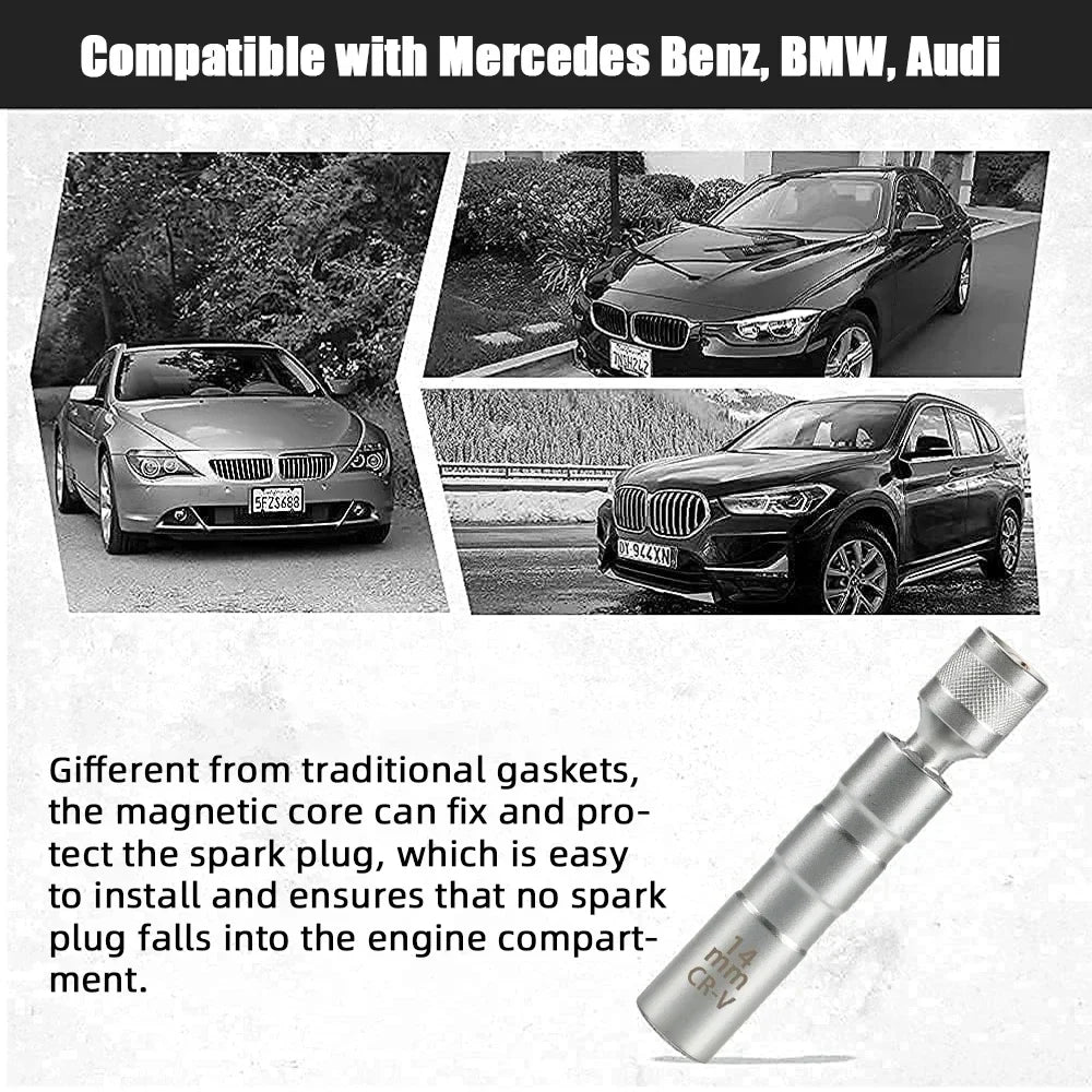 16mm With Magnetic Thin Wall Universal Joint Spark Plug Socket 12 Angle Flexible Socket Wrench Car Repair Tool